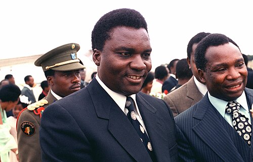 Rwandan President Juvénal Habyarimana at Andrews Air Force Base in Maryland during his visit to the United States in 1980