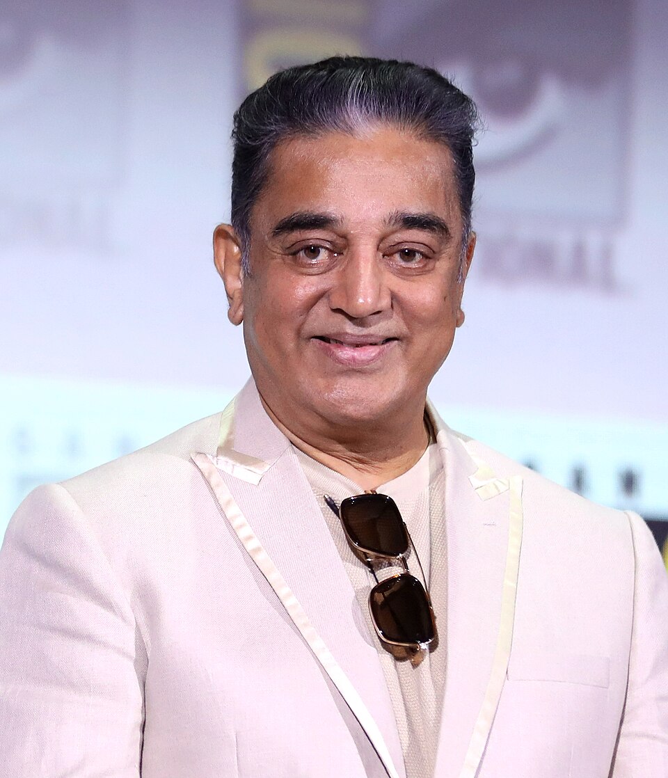Rana Daggubati, Nag Ashwin, Kamal Haasan and Prabhas speaking at the 2023 San Diego Comic Con International, for "Project K", at the San Diego Convention…
