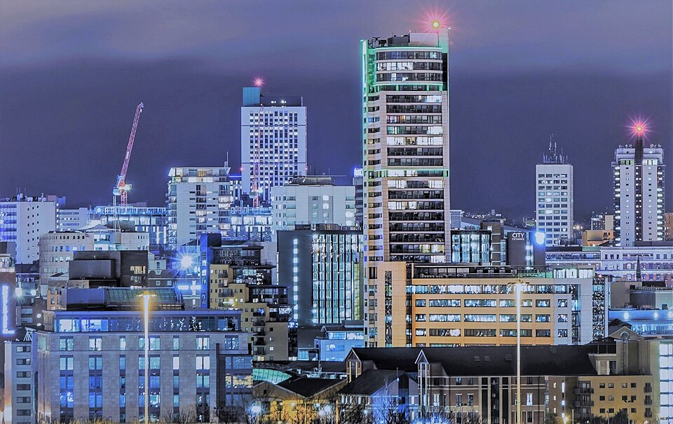 Leeds CBD at night.