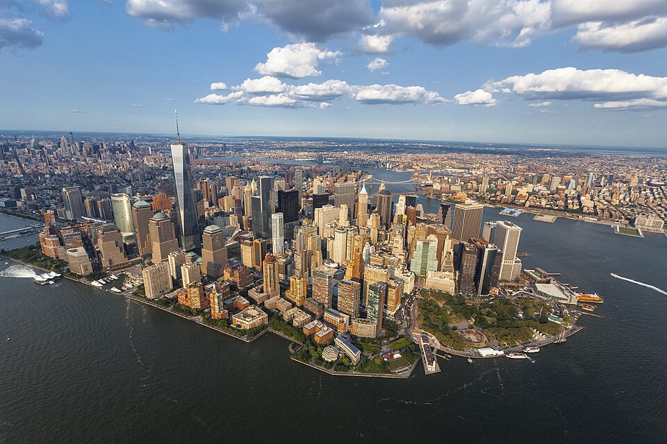Lower Manhattan gezien vanuit het zuidwesten.