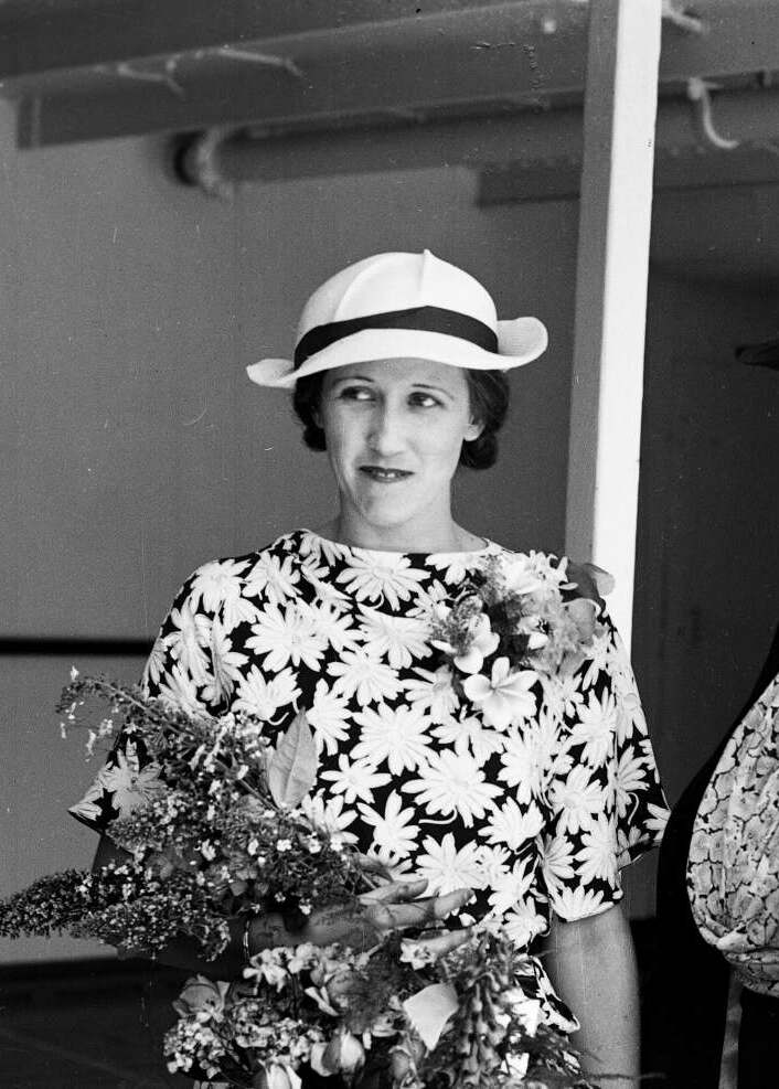 Mabel Freer aboard TSS Awatea in Sydney