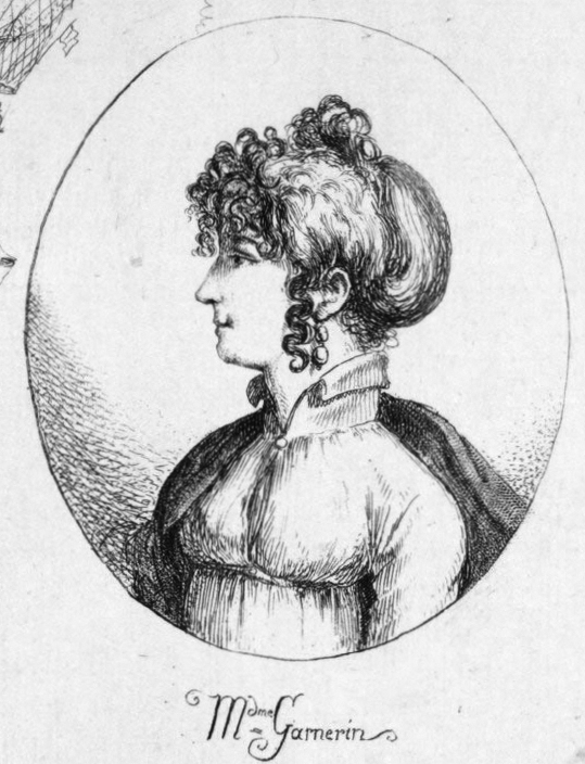 Monsieur André-Jacques and Madame Jeanne Geneviève Garnerin etching 13.1 x 13 cm (plate) made in Germany