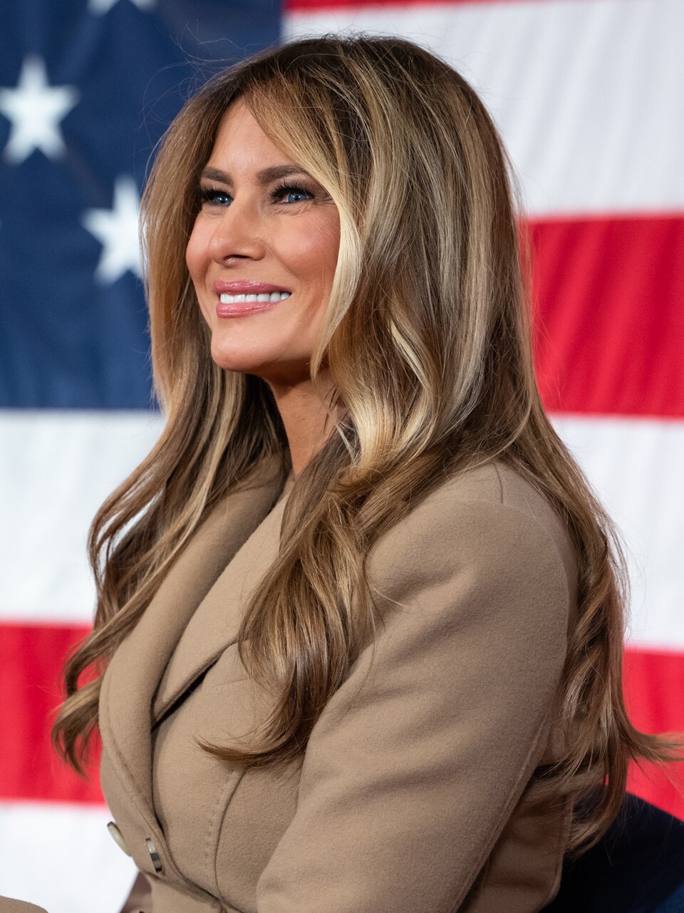 President Donald Trump and First Lady Melania Trump make remarks to military families at Fort Bragg, North Carolina, Friday, February 13, 2026. (Official…