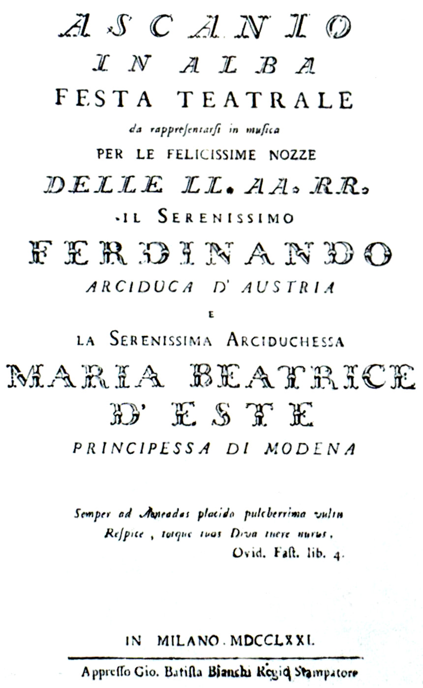 Mozart Ascanio in Alba 1771