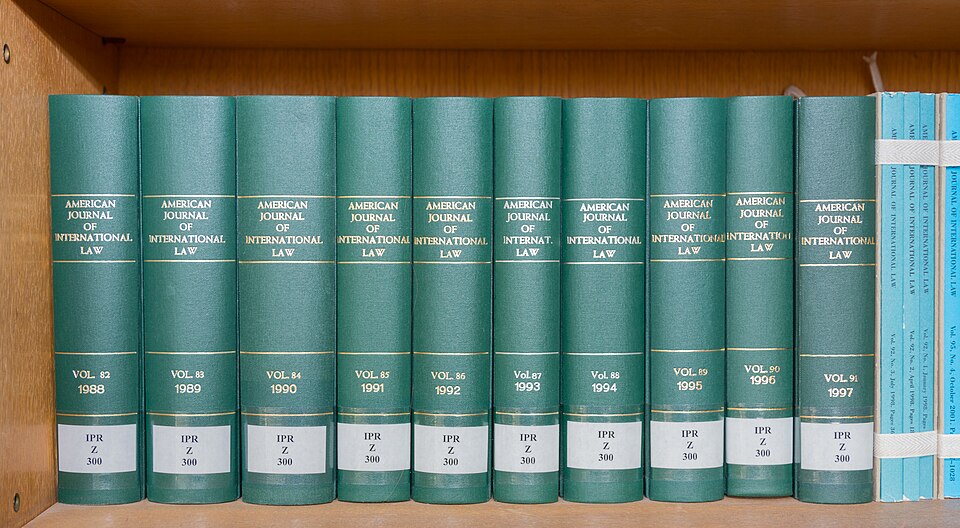 Bound volumes of American Journal of International Law in the Civil Law Library ( Gemeinsame Bibliothek der Zivilrechtlichen Institute – Zivilrechtliche…