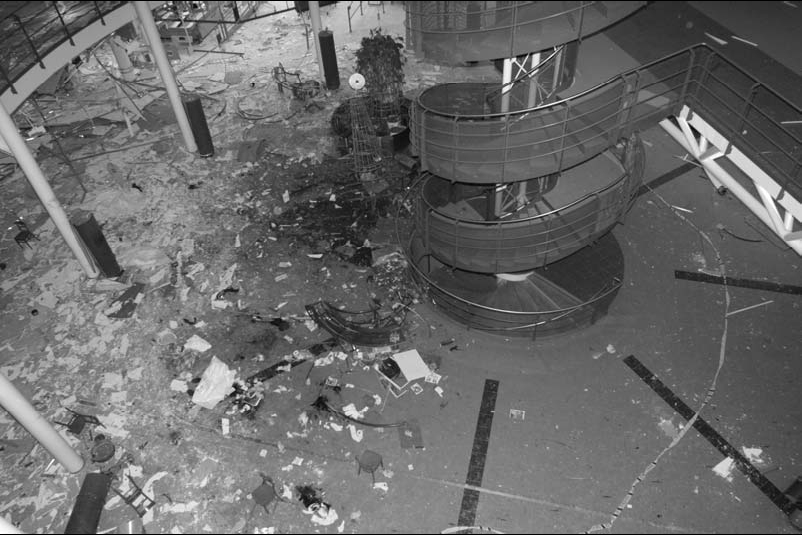 Aftermath of the Myyrmanni bombing of 11 October 2002 at Myyrmanni shopping centre in Vantaa, Finland
