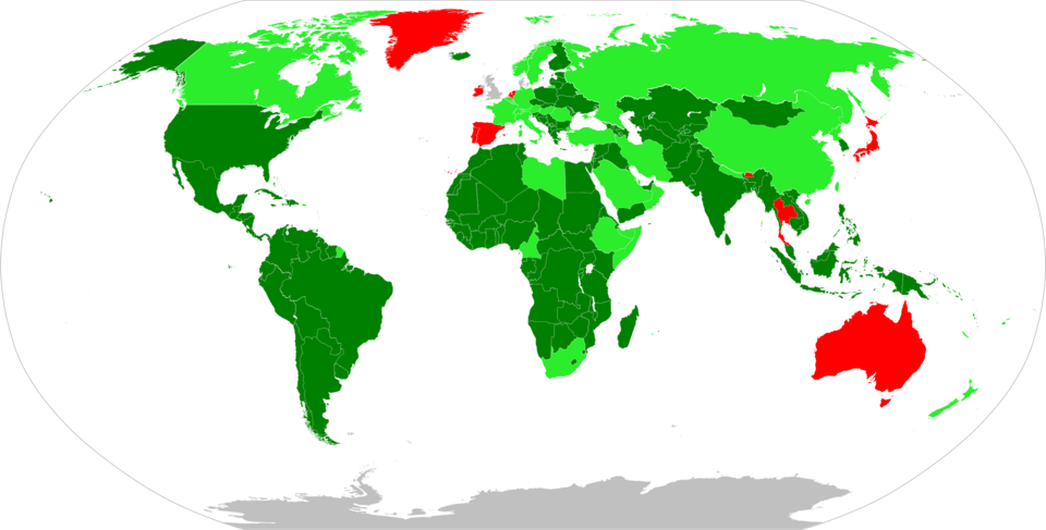 Map showing the type of national day of each country