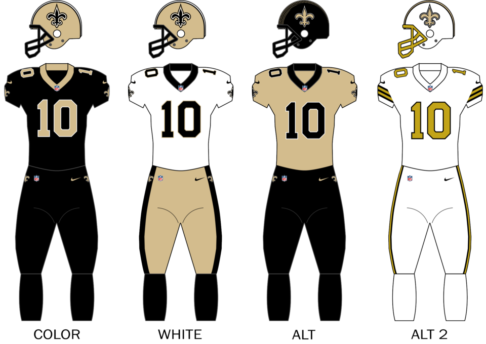 The uniforms of the New Orleans Saints since the 2025 season
