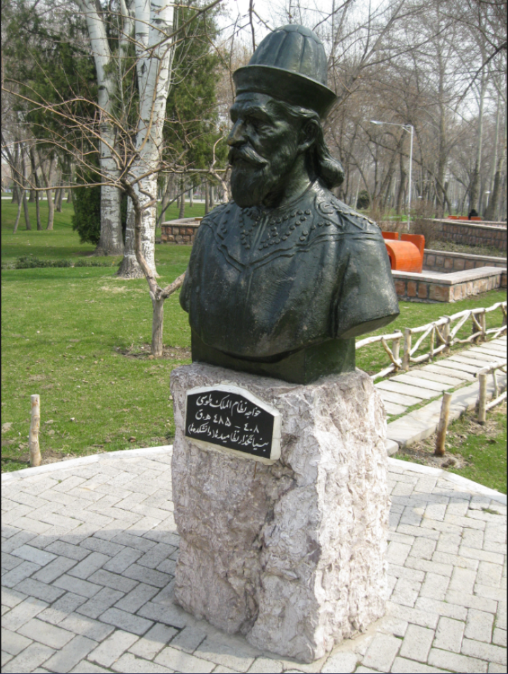 The statue of Nizam-al-Mulk in Mellat Park, Mashhad