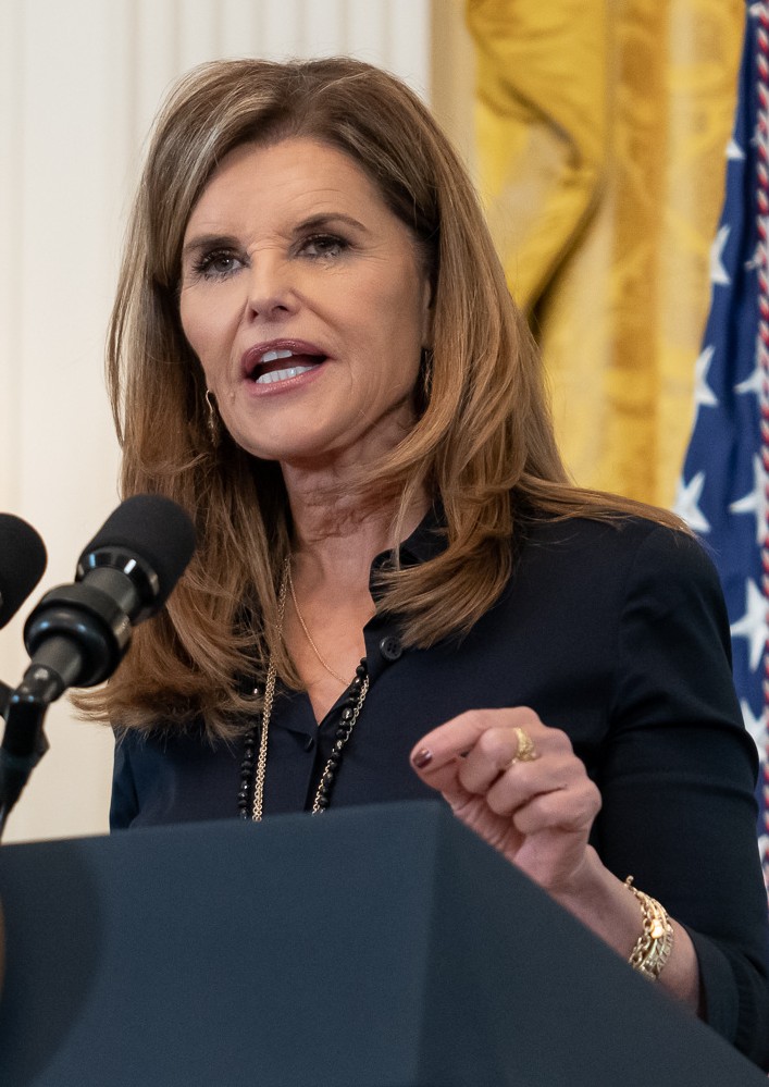 Women’s health advocate Maria Shriver speaks alongside President Joe Biden and First Lady Jill Biden at a Women’s History Month Reception, Monday, March 18,…