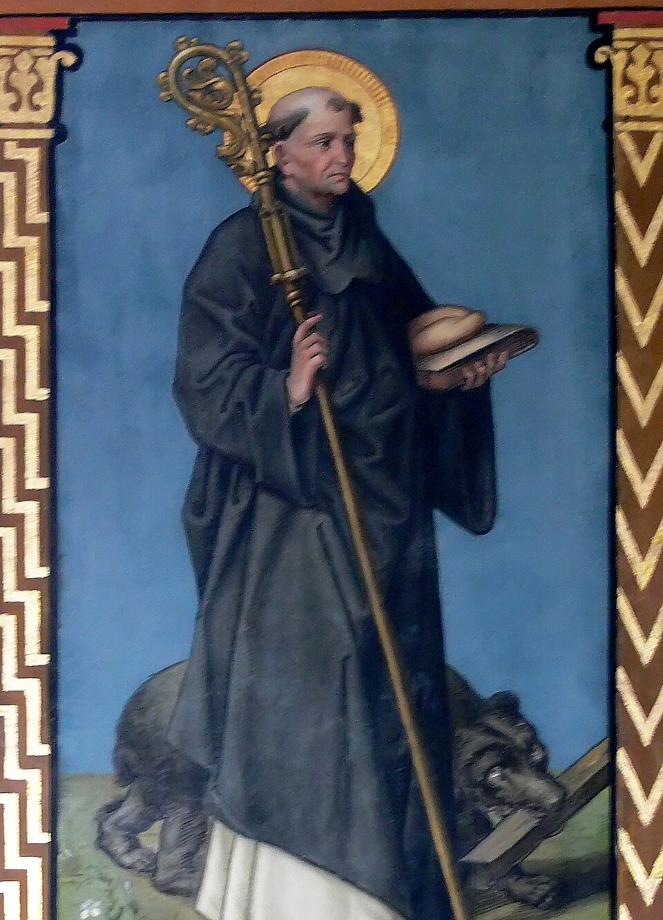 Filialkirche St. Venantius, Pfärrenbach, Gemeinde Horgenzell Wandgemälde im Kirchenschiff: Hl. Gallus