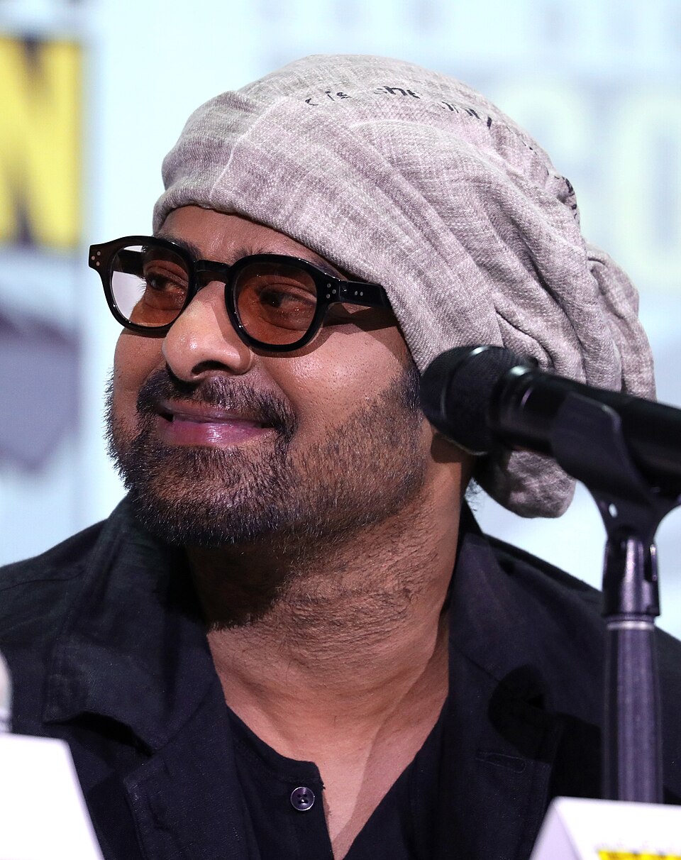 Prabhas speaking at the 2023 San Diego Comic-Con International in San Diego, California.