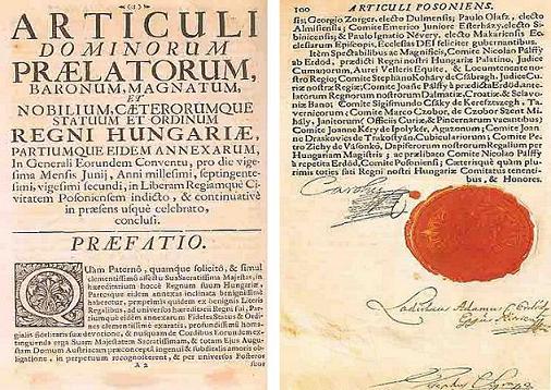Charles VI ratifies the articles of the Bratislava diet. Vienna, June 19, 1723