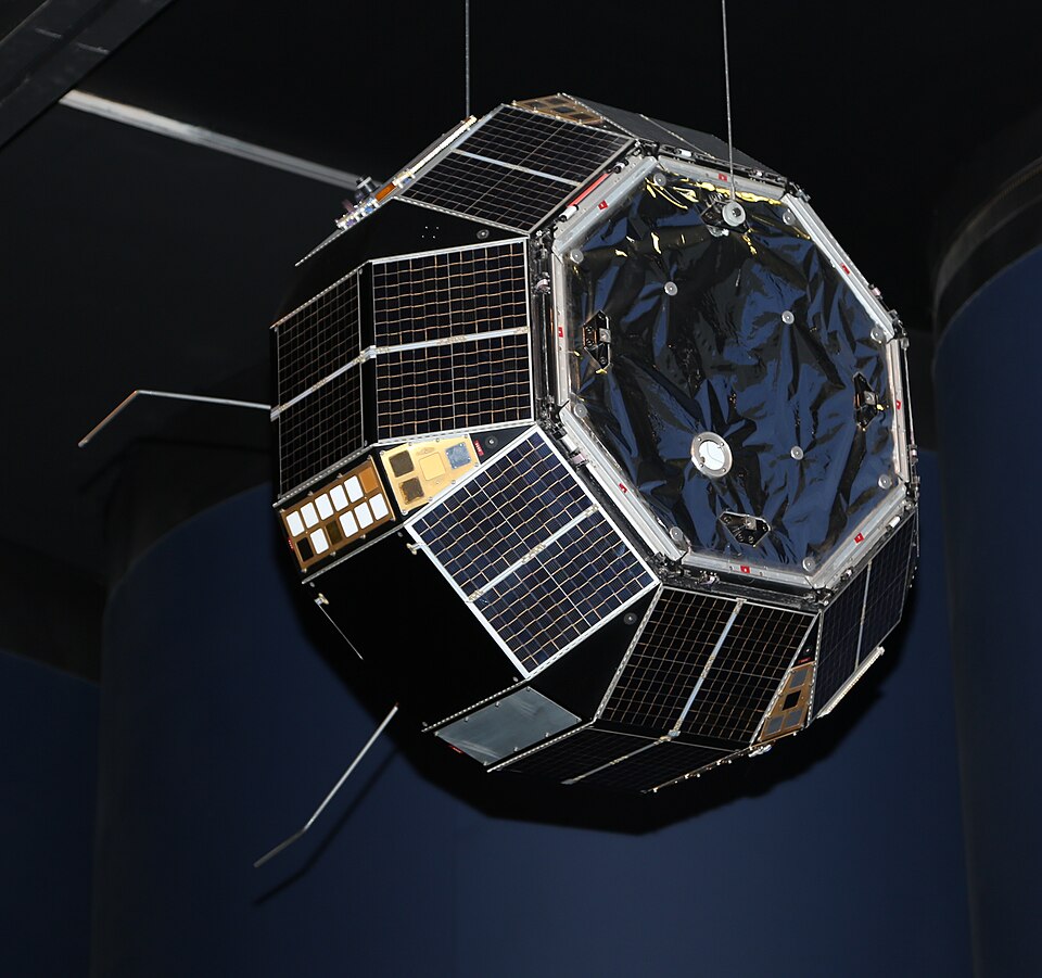 Photo of the Prospero X-3 satellite flight spare in London's Science Museum