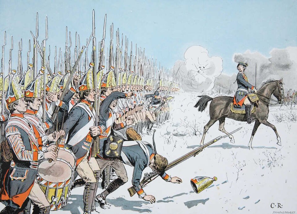 Prussian infantry advance at Leuthen