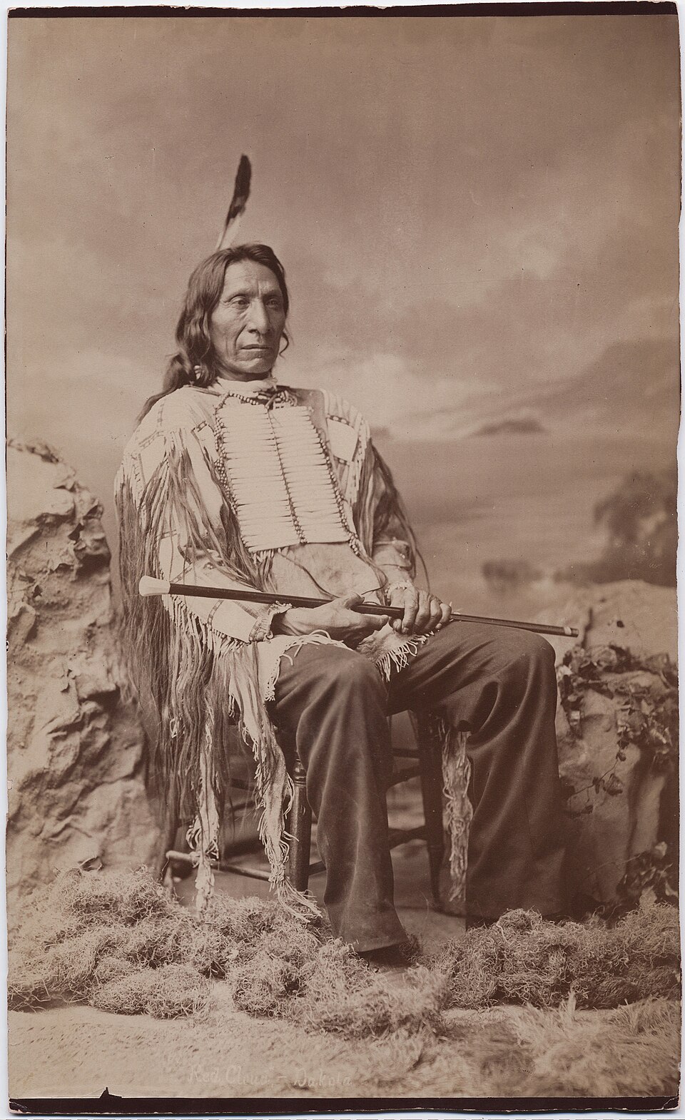 "Red Cloud," black and white photograph by the American photographer John K. Hillers (1843-1925), published by Charles M. Bell. The portrait of the chief of…