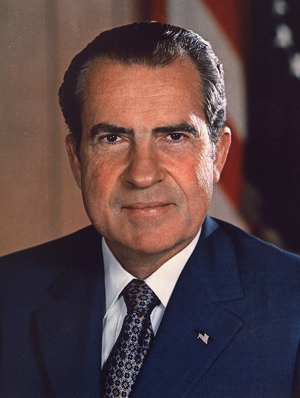Richard Nixon's presidential portrait. Retouch has not been completed yet.