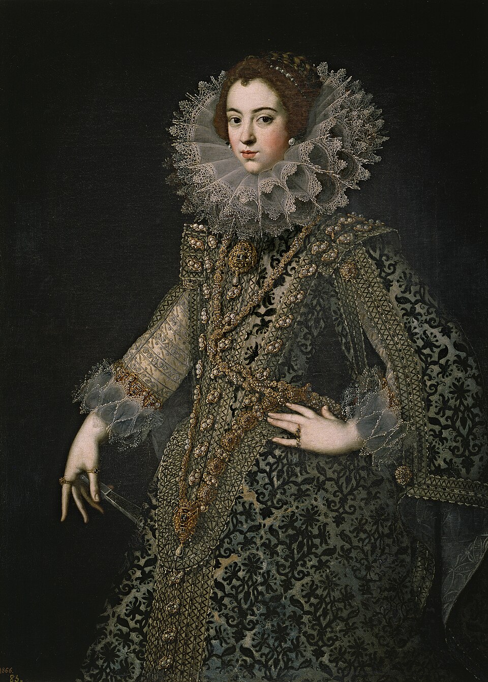 Retrato de la reina Isabel de Borbón (1602-1644), que fue hija del rey Enrique IV de Francia y la primera esposa del rey Felipe IV de España . El estilo de…