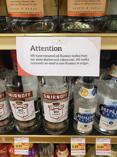 Retailers around the world removed Russian-made products from their inventories due to the invasion, either voluntarily or as a result of sanctions.