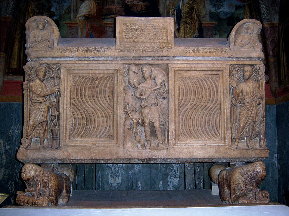 Roman sarcophagus, San Catervo, Tolentino, Le Marche, Italy