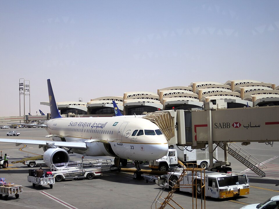 An Airbus A320 at King Khalid International Airport, similar to the one destroyed in the attack