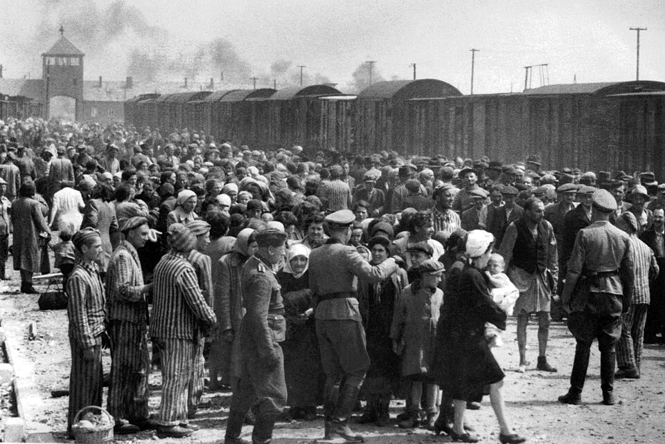 "Selection" of Hungarian Jews on the ramp at Auschwitz-II-Birkenau in German-occupied Poland, May/June 1944, during the final phase of the Holocaust. Jews…