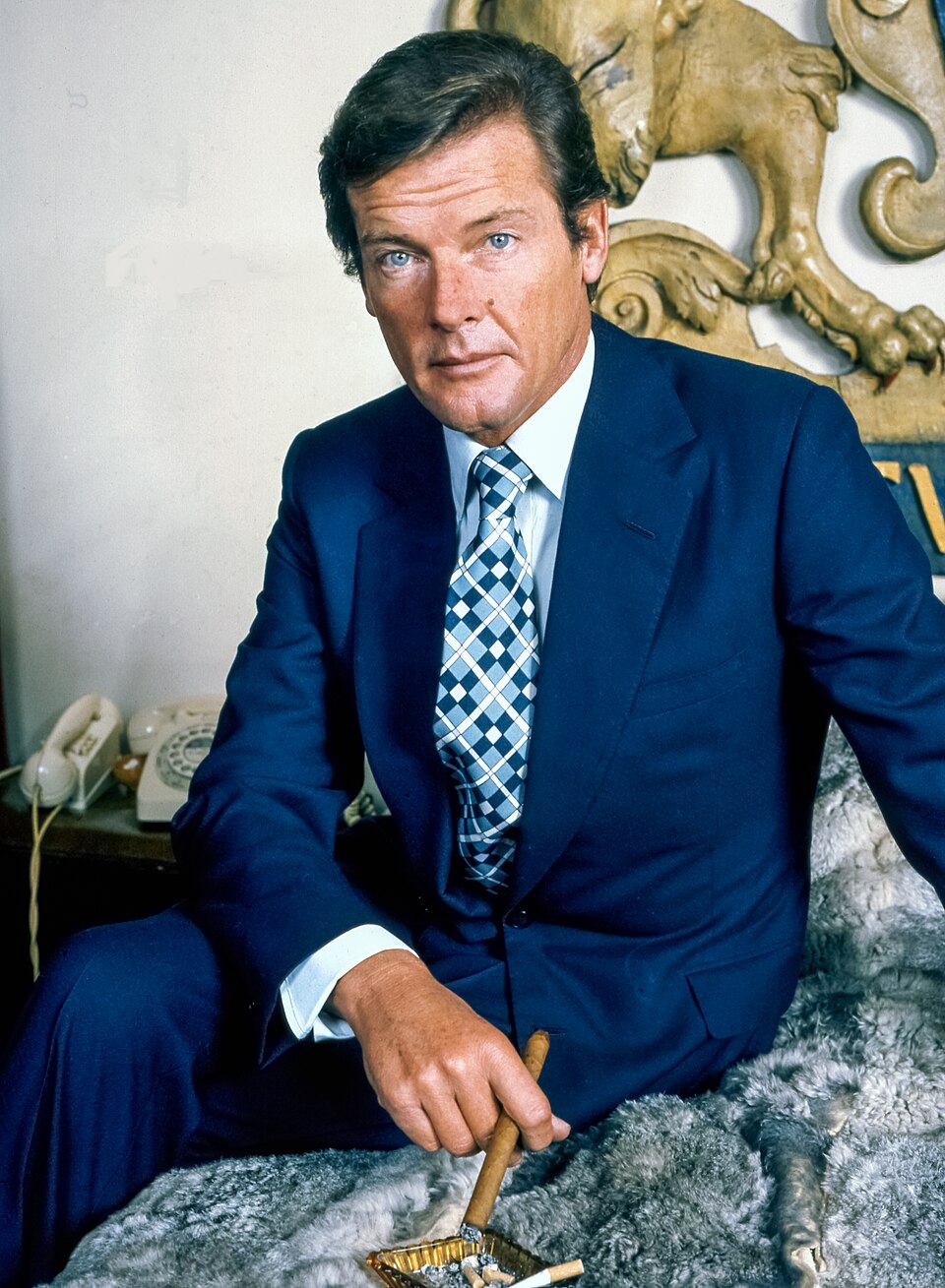 Sir Roger Moore taken in the photographer's house, Belgravia, London.