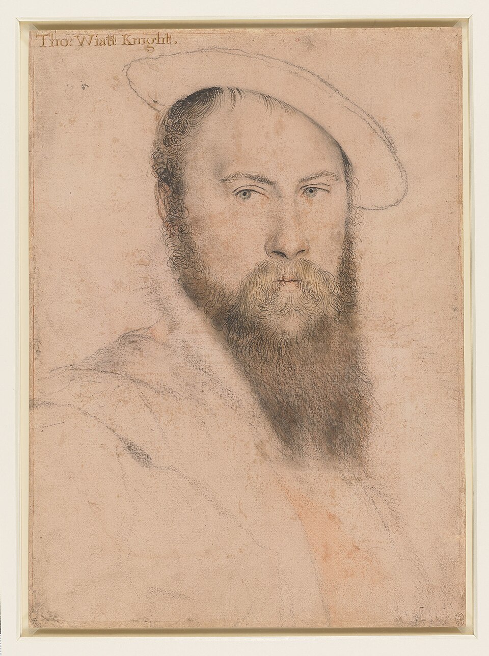 Portrait of Sir Thomas Wyatt. Black and coloured chalks, pen and ink on pink-primed paper, 37.3 × 27.2 cm , Royal Collection , Windsor Castle. Thomas Wyatt…