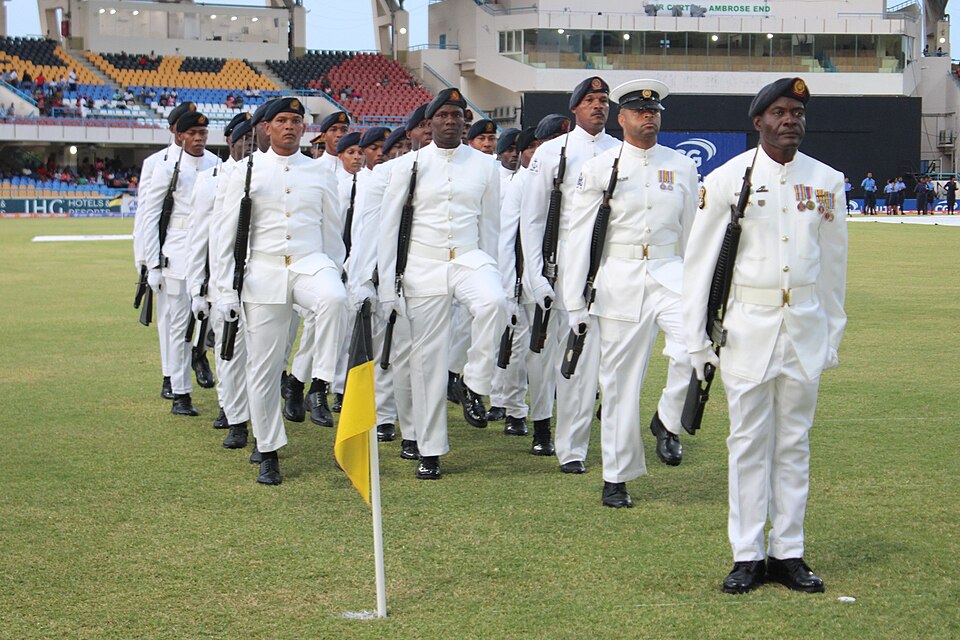 Soldiers at Sir Vivian Richards Stadium for Independence Day