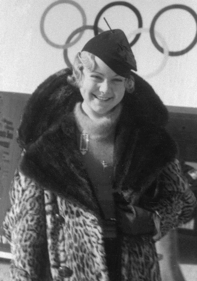 Sonja Henie of Norway relaxes between events during the 1936 Winter Olympic Games in Garmisch-Partenkirchen, Germany. Henie won the gold medal in the…