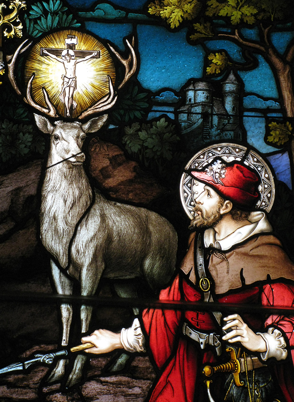 St.Hubertus. Stained glass window in St.Patrick Basilica. Ottawa. Author: Mayer Co of Munich 1898