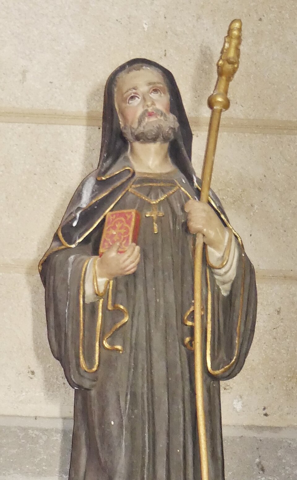 Statue représentant saint Pardoux, église de La Serre-Bussière-Vieille, Creuse, France.