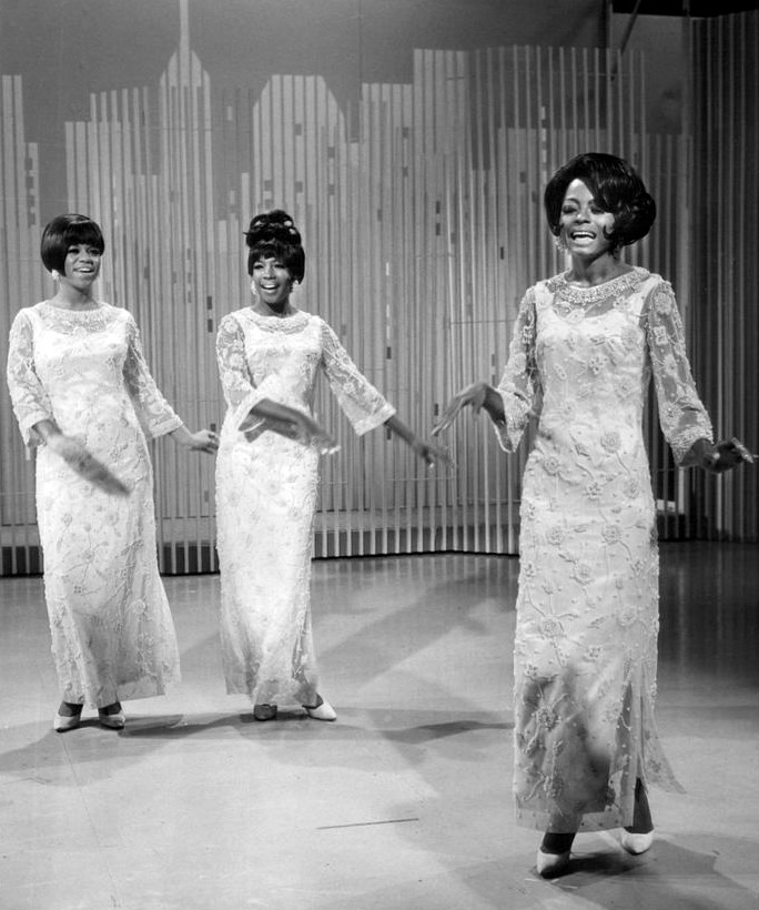 Publicity photo of the music group The Supremes from the television program w:The Ed Sullivan Show . L-R: Florence Ballard, Mary Wilson, and Diana Ross.
