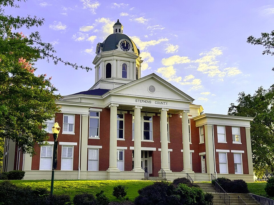 The historic Stephens County Courthouse in Toccoa, Georgia, US was built in 1908