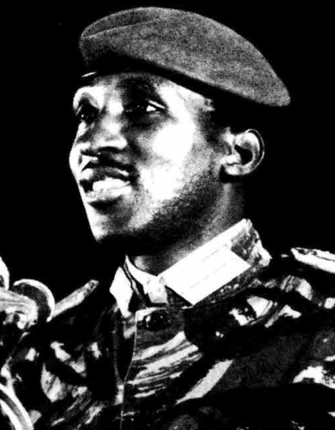 Thomas Sankara giving a speech in Harlem, New York, 1984.