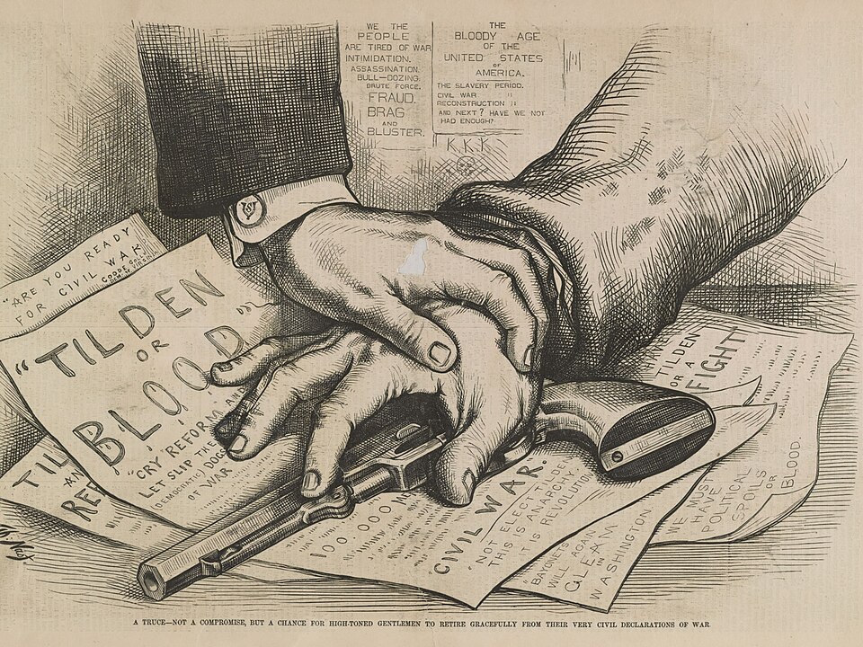A truce - not a compromise, but a chance for high-toned gentlemen to retire gracefully from their very civil declarations of war Thomas Nast. Illus. in:…