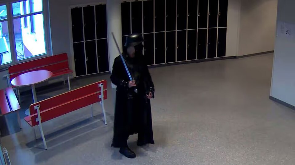 CCTV still of the perpetrator during the Trollhättan attack