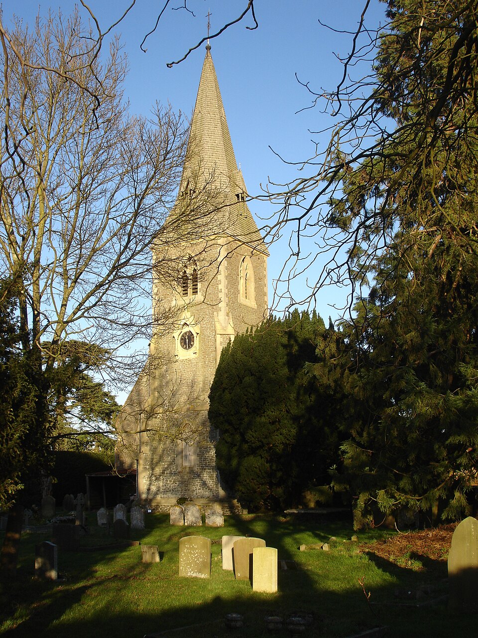 St Peter's parish church, Ufton Nervet, Berkshire, seen from the southwest