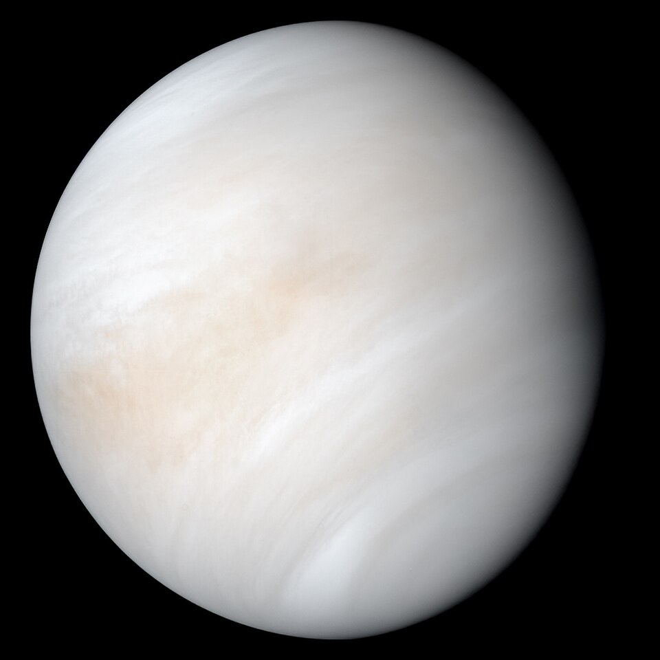 As it sped away from Venus, NASA's Mariner 10 spacecraft captured this seemingly peaceful view of a planet the size of Earth, wrapped in a dense, global…