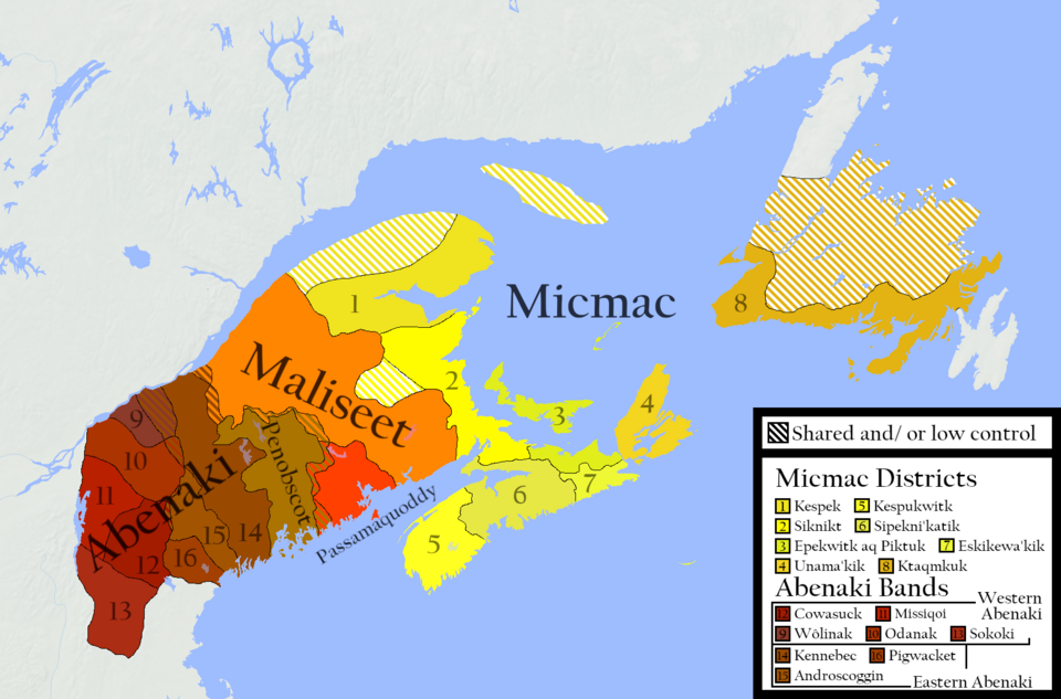 Wabanaki Confederacy at its maximum extent, not one specific year. Much of the land along the Saint Lawrence River was previously inhabited by Iroquoian…