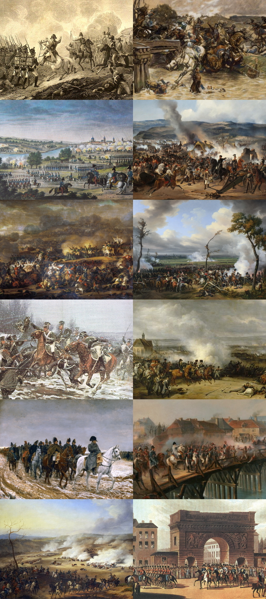 This collage was derived from: File:Battle of Lutzen 1813 by Fleischmann.jpg, File:KaempfferKatzbachschlacht.jpg, File:Napoleon.Dresden.jpg, File:Battle of…