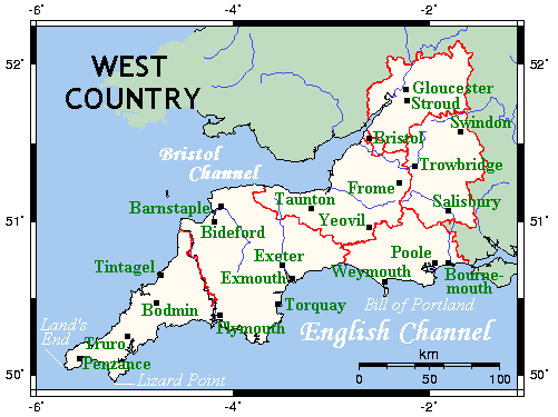 A map of England's West Country. This map's source is here , with the uploader's modifications, and the GMT homepage says that the tools are released under…