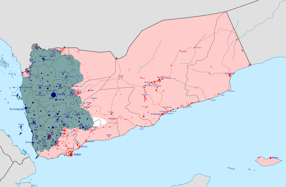 Insurgency in Yemen detailed Map according to published reports. This map's information is sometimes based on w:Module:Yemeni Civil War detailed map . For…